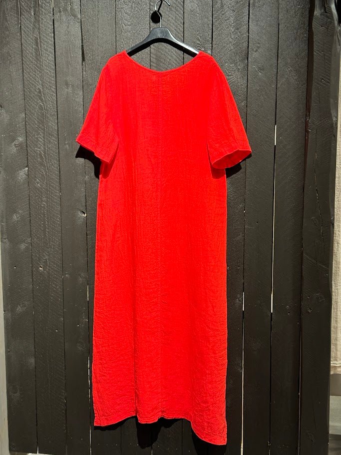 Lang kjole i lin - rød - Sola - Many Colors