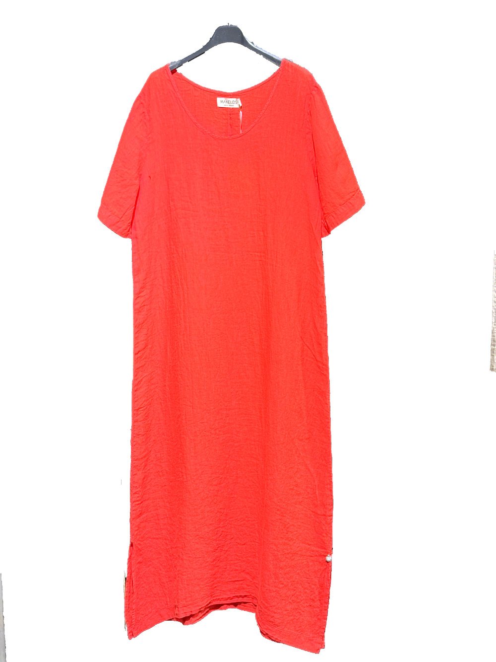 Lang kjole i lin - rød - Sola - Many Colors