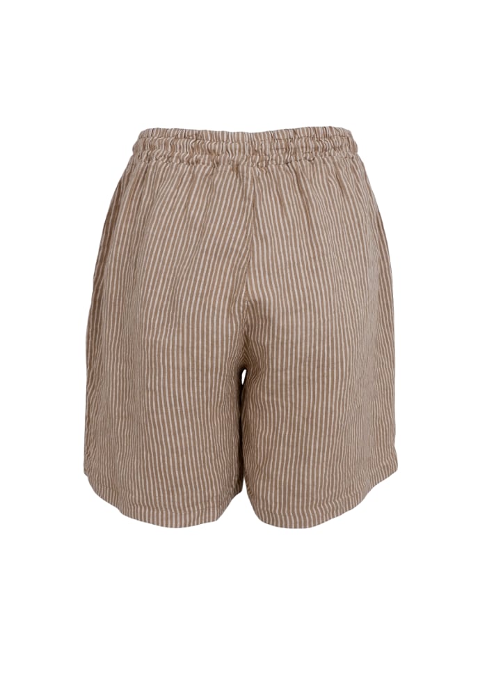 Shorts - 100% lin - camel/offhvite striper - Many Colors