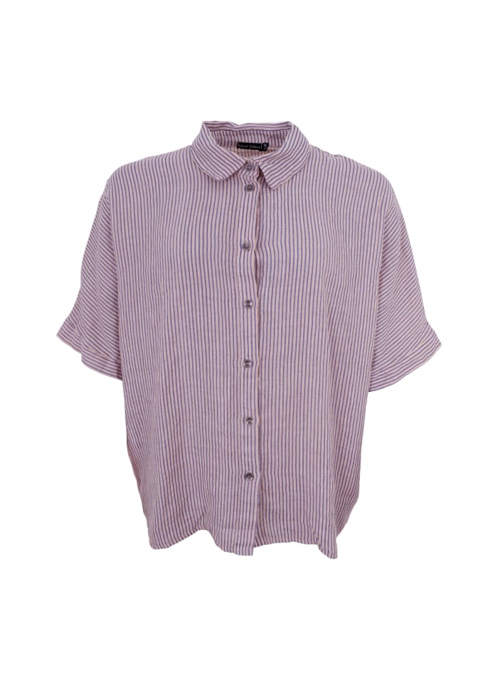 Skjorte - 100% lin - blå/rosa striper - Many Colors