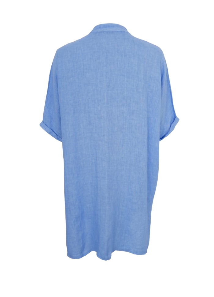 Tunika med lommer - 100% lin - blå - Many Colors