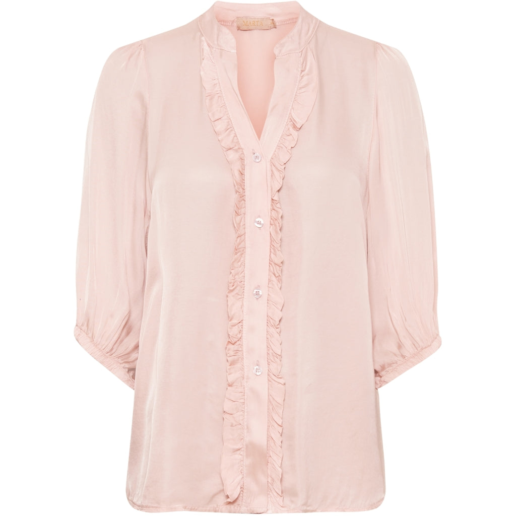 Skjorte med rysjer og 3/4 arm - rosa antique