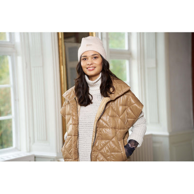 Strikkegenser med hals - beige