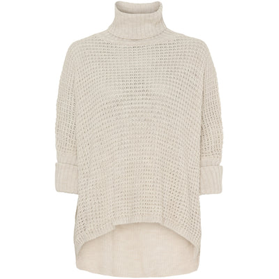 Strikkegenser med hals - beige