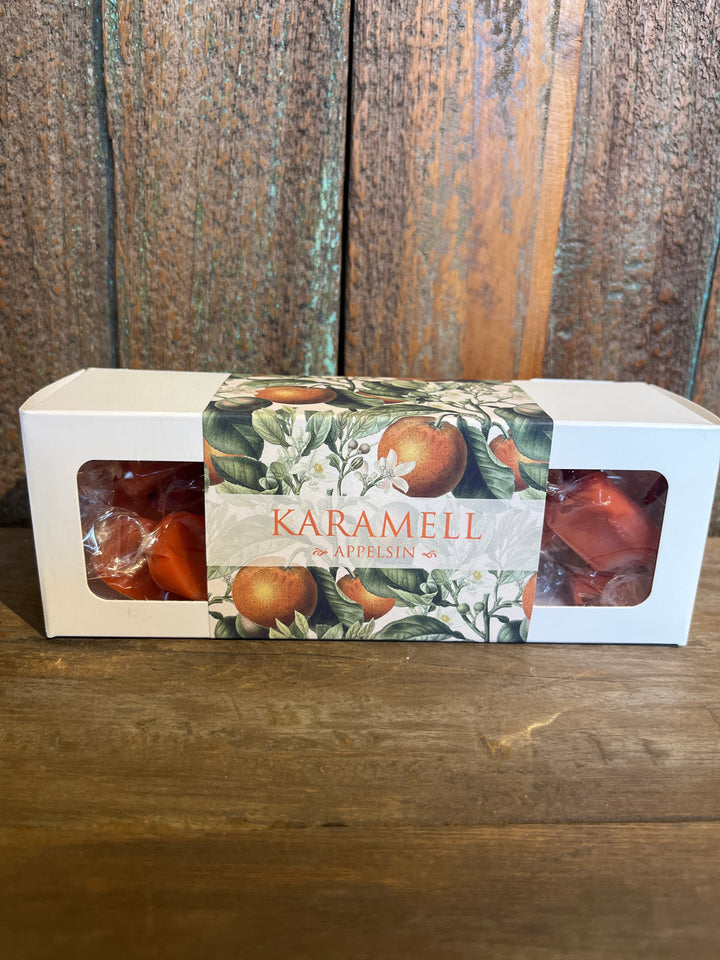 Karamell  i pappeske - appelsin / appelsiner
