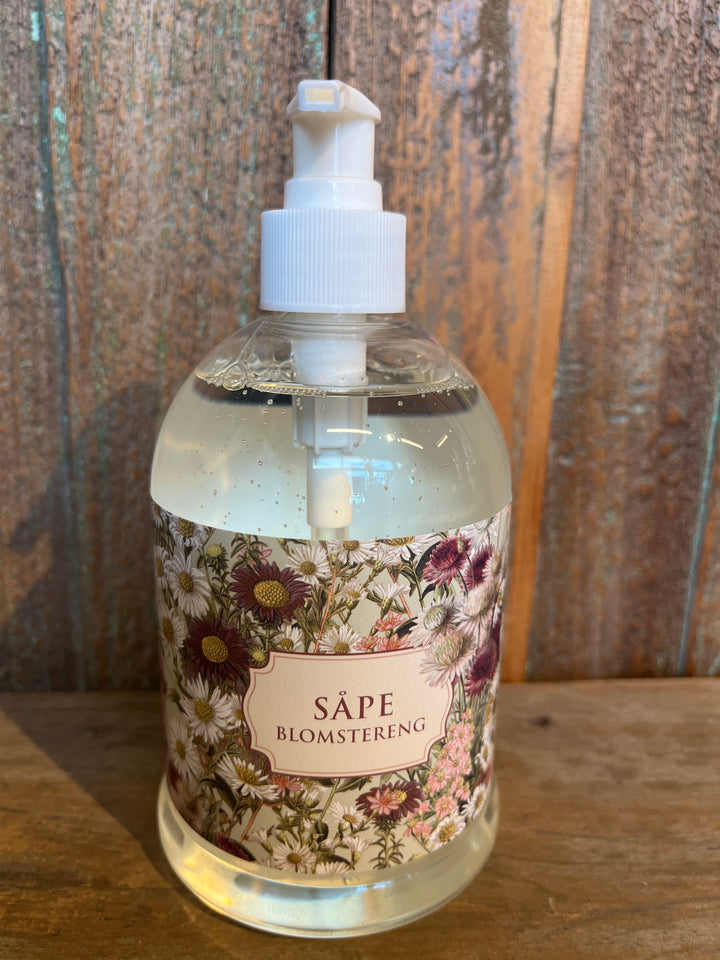 Pumpesåpe, 500 ml - blomstereng / lilla blomster
