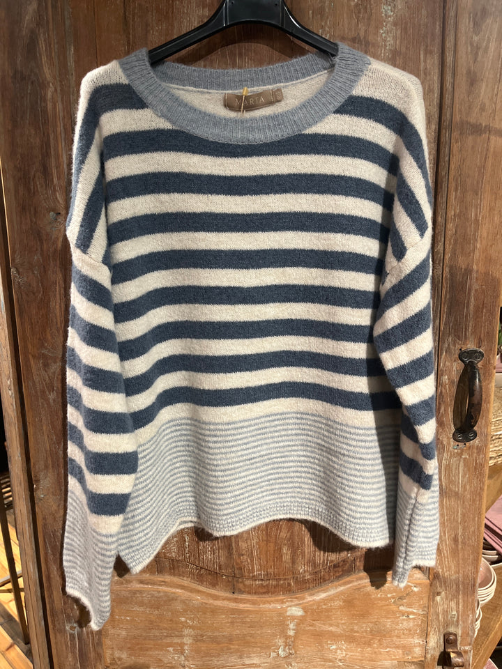 Elara strikk - cielo/jeans onesize