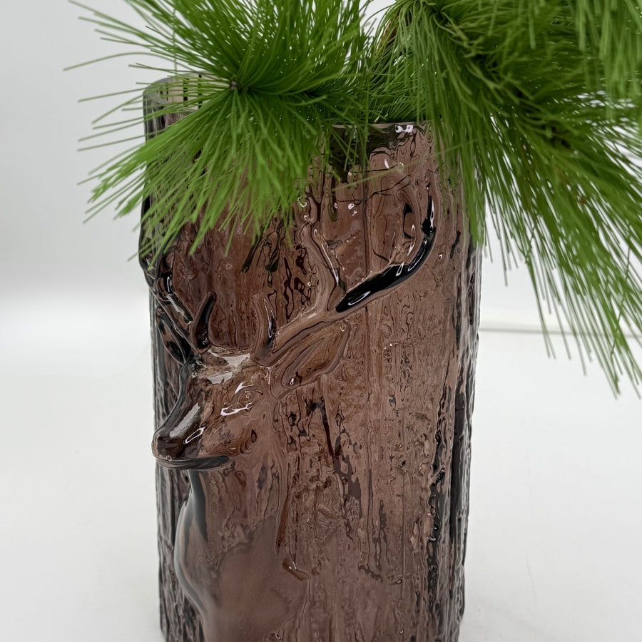 Glass vase/lysestake reinsdyr brun