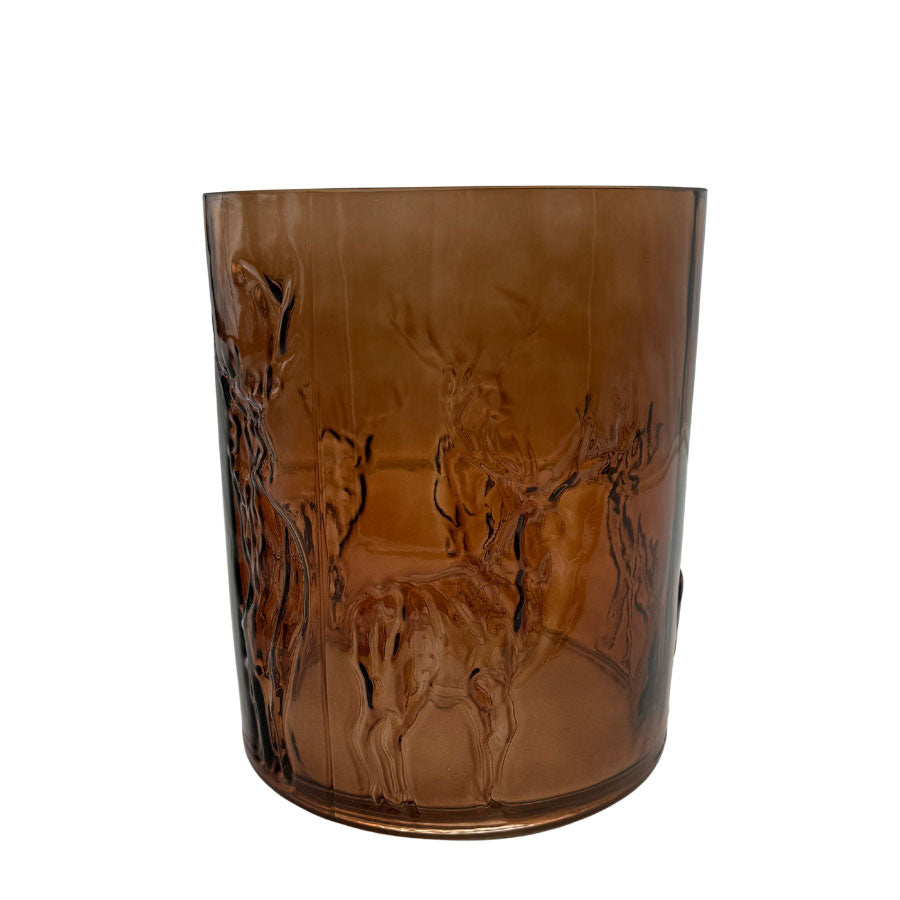 Glass vase/lysestake reinsdyr L  - amber