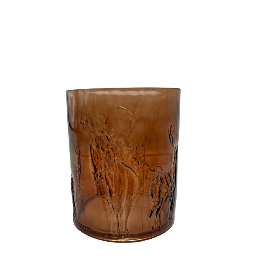 Glass vase/lysestake reinsdyr S  - amber