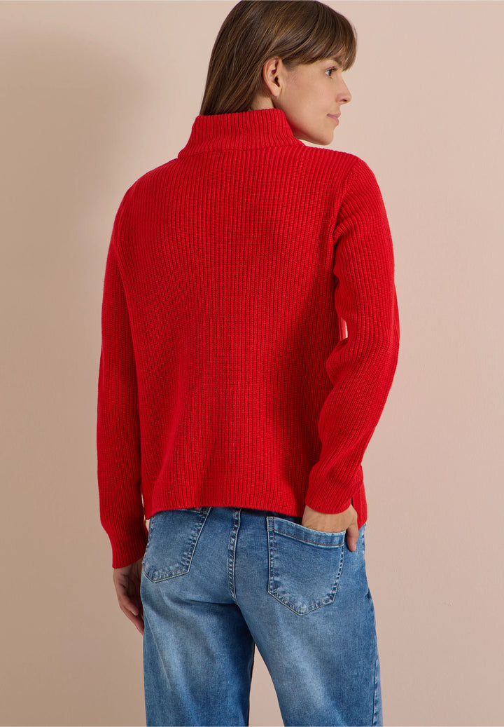 Genser med glidelås detaljer - flame red