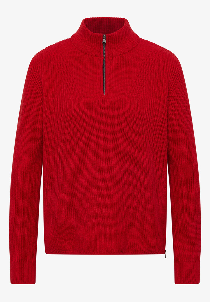 Genser med glidelås detaljer - flame red