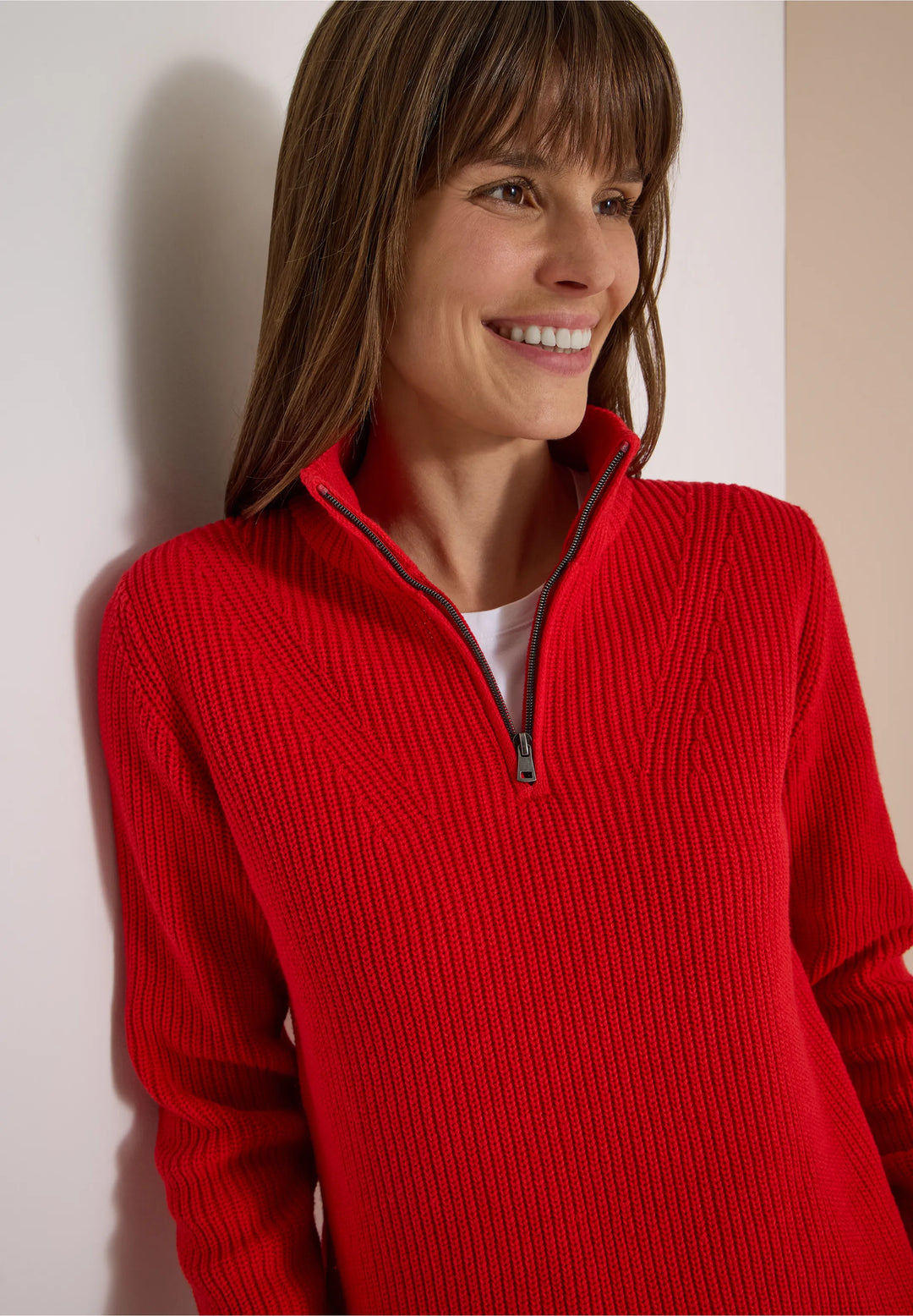 Genser med glidelås detaljer - flame red