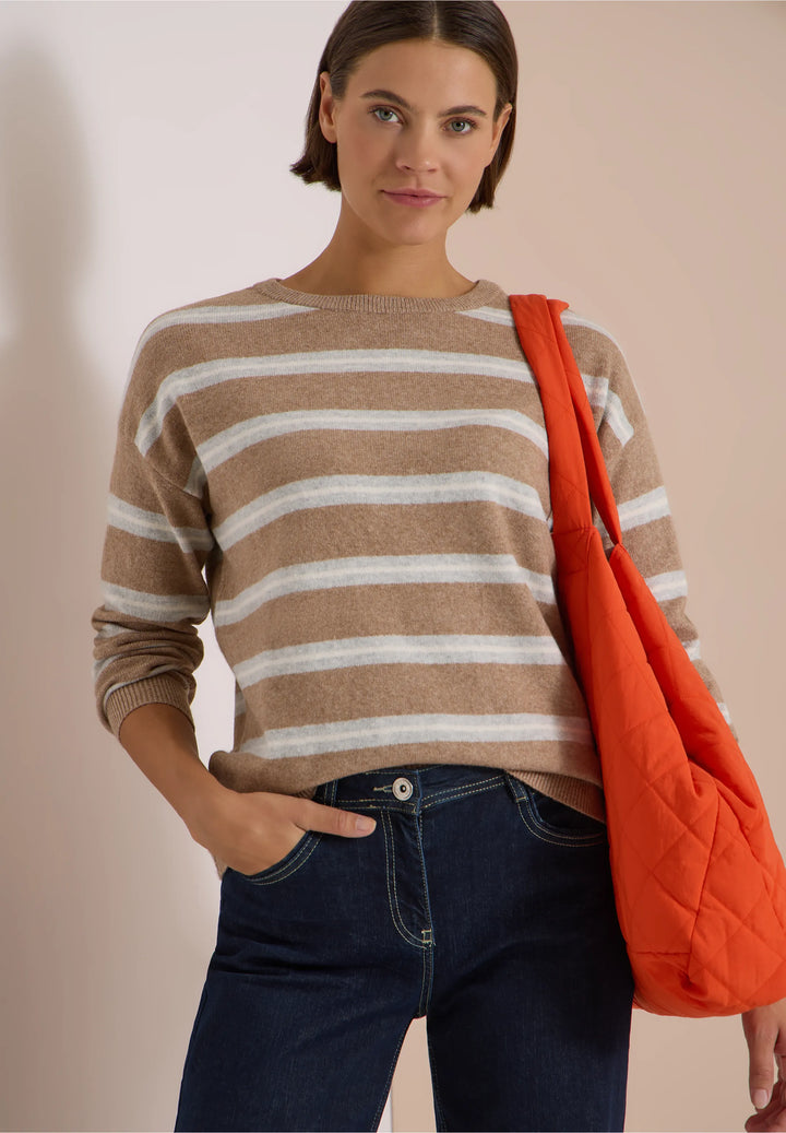 Cosy striped boatneck - creamy