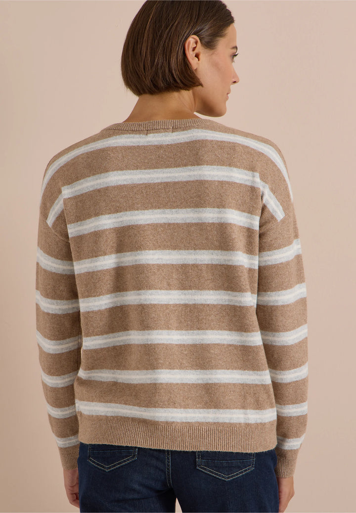 Cosy striped boatneck - creamy