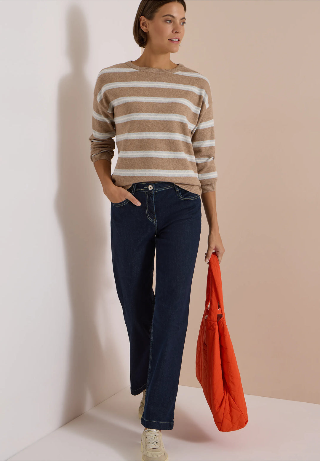 Cosy striped boatneck - creamy