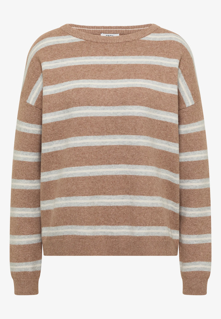 Cosy striped boatneck - creamy