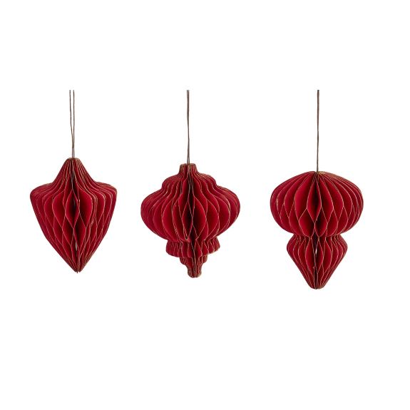 Ornament/Papir 12 cm 3 ass. Rød - pr stk