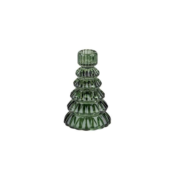 Lysestake Tre 13x9 cm Grønn Glass