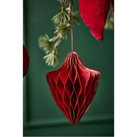 Ornament/Papir 12 cm 3 ass. Rød - pr stk