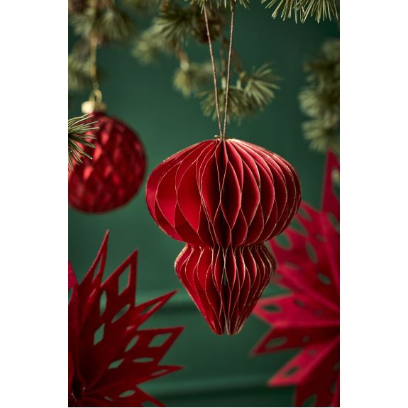 Ornament/Papir 12 cm 3 ass. Rød - pr stk