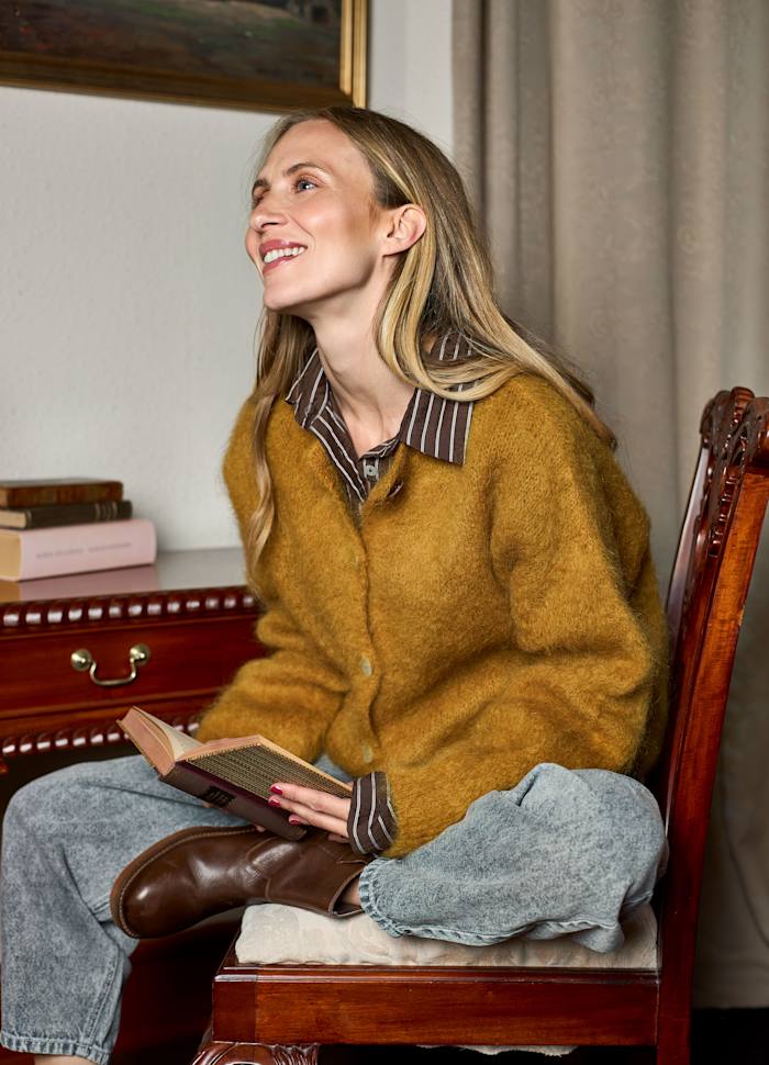Bjoerk strikket  cardigan - mustard