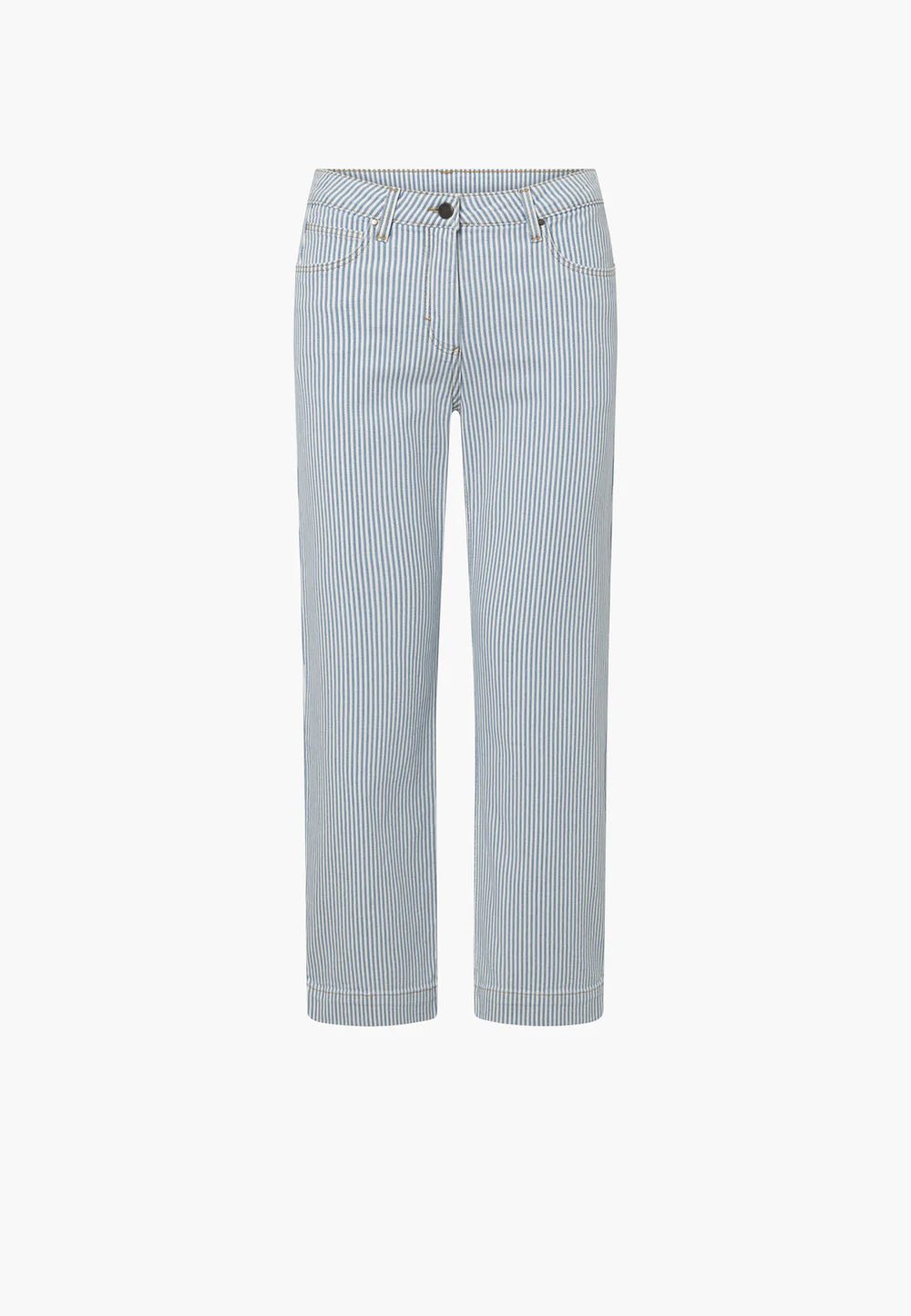 Amelia slit straight cropped - hvit blå striper - Many Colors