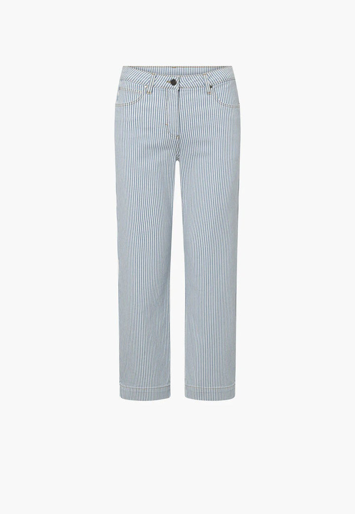 Amelia slit straight cropped - hvit blå striper - Many Colors