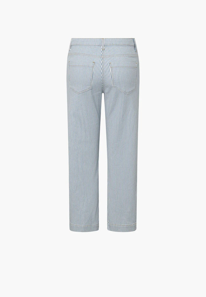 Amelia slit straight cropped - hvit blå striper - Many Colors