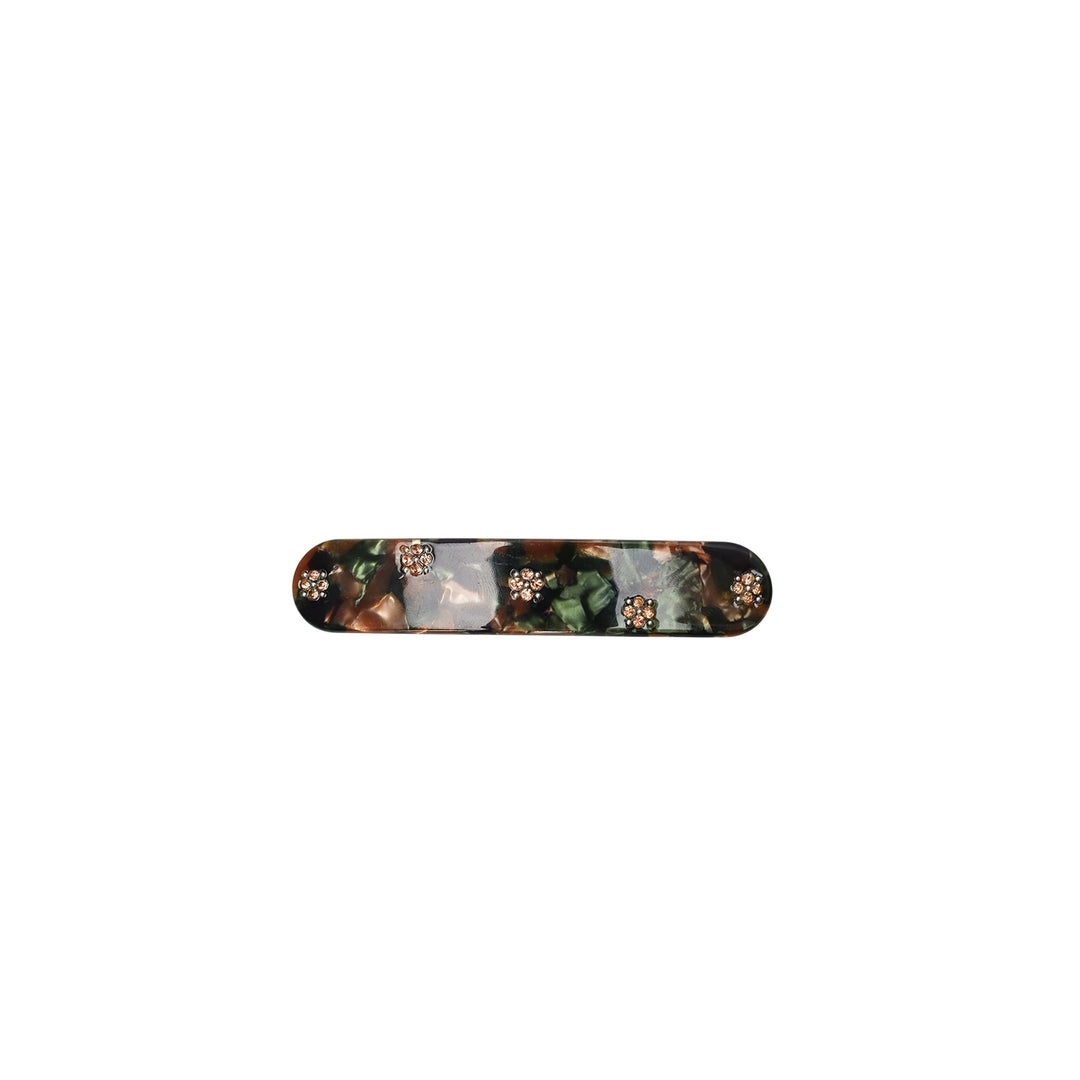 Saskia rhinestone barette - hårklype - army/brown