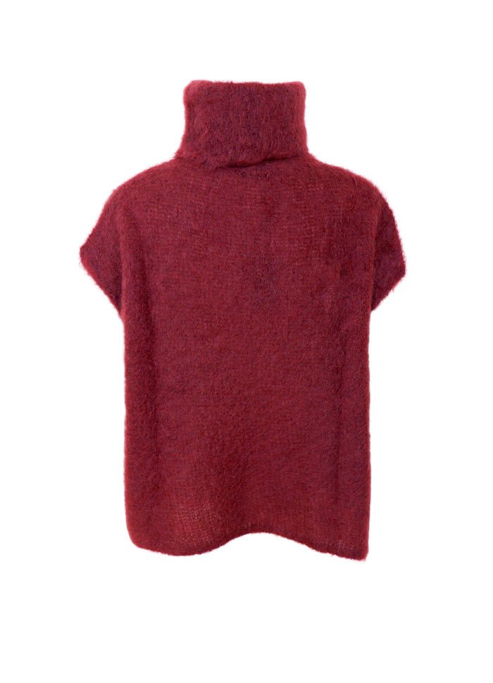 Bjoerk strikket vest med hals i 80% mohair - plomme - onesize - Many Colors
