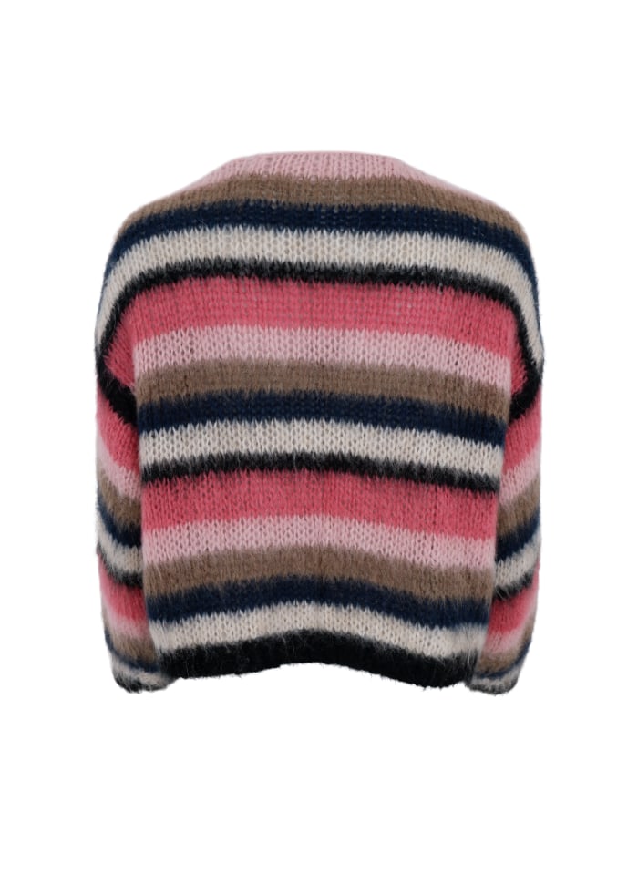 Cardigan med striper - blå/rosa - Many Colors