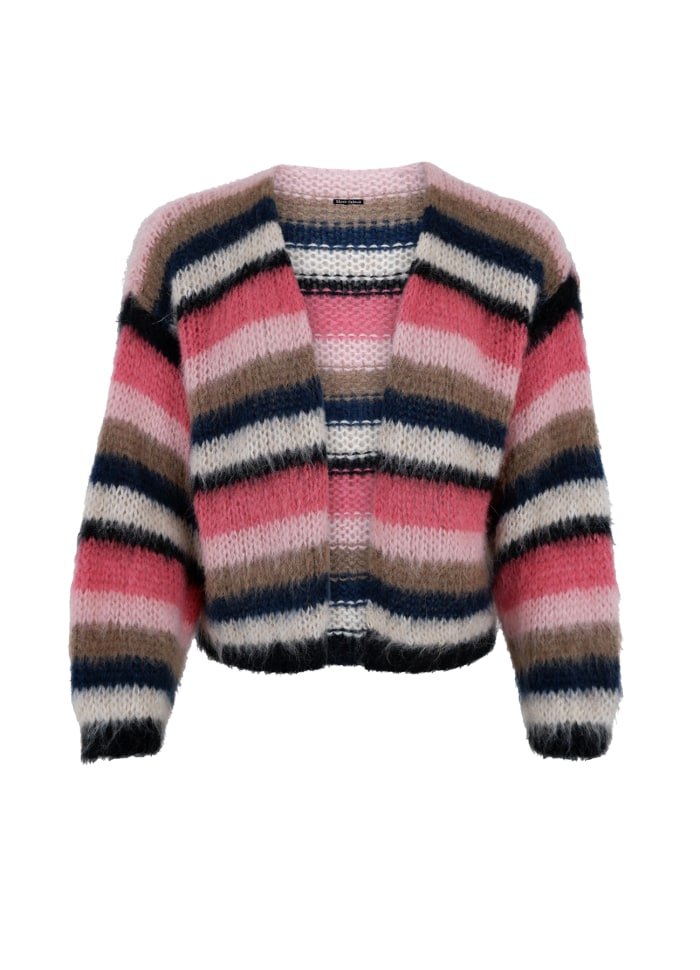 Cardigan med striper - blå/rosa - Many Colors