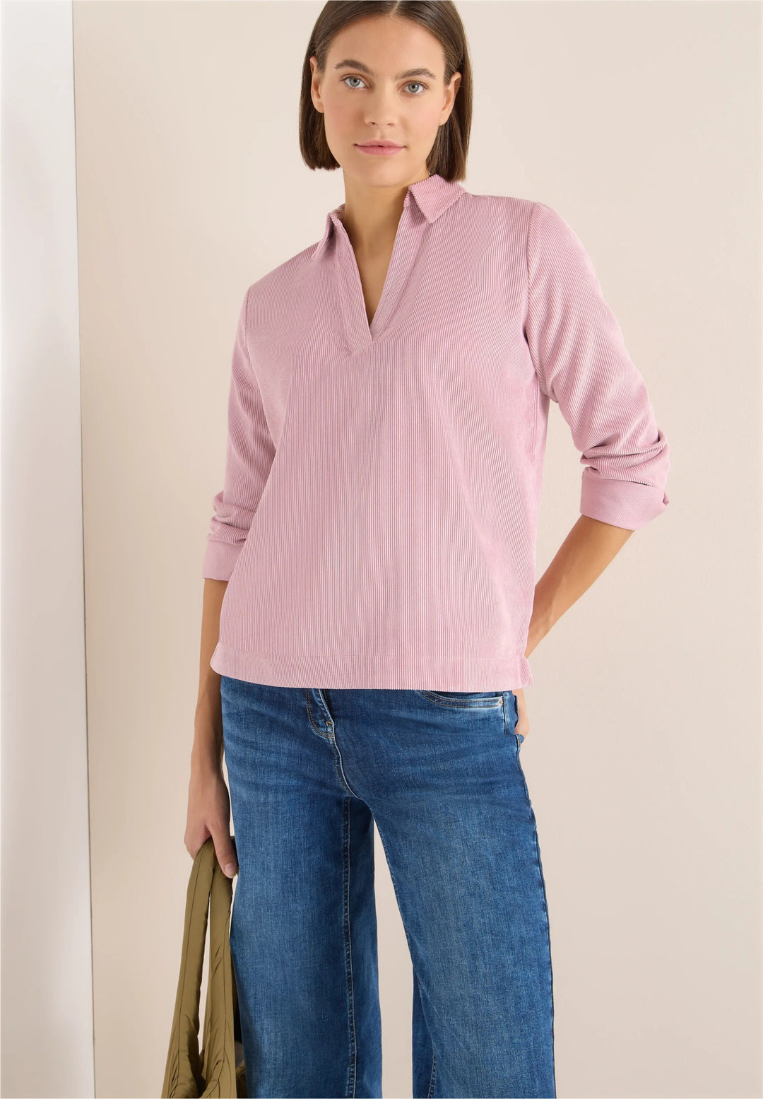 Corduroy bluse med vhals - Many Colors