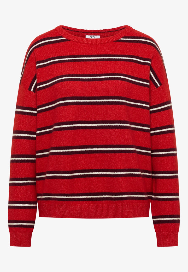 Cosy stripet boatneck - flame red - Many Colors