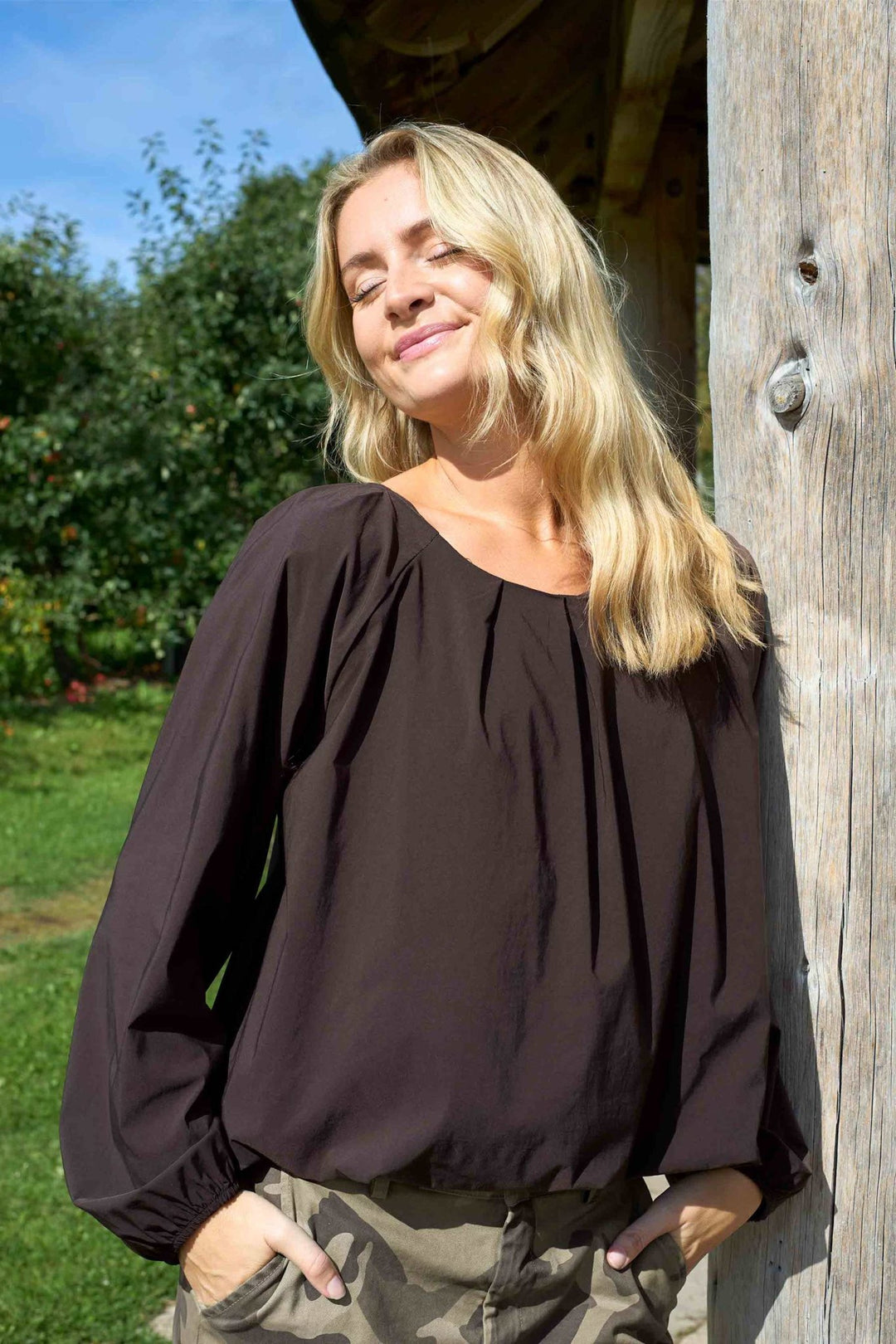 Davina balloon bluse - coffee - Many Colors