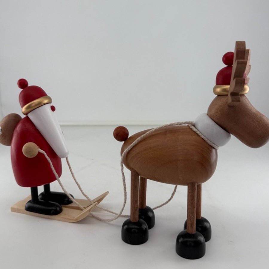 Dekorasjon julenisse og elg - L - Many Colors