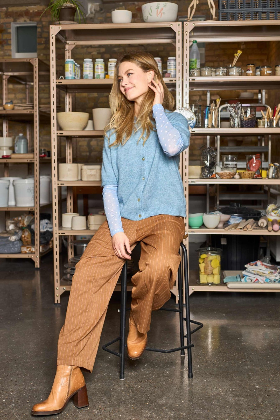 Dell ss cardigan - blå - Many Colors