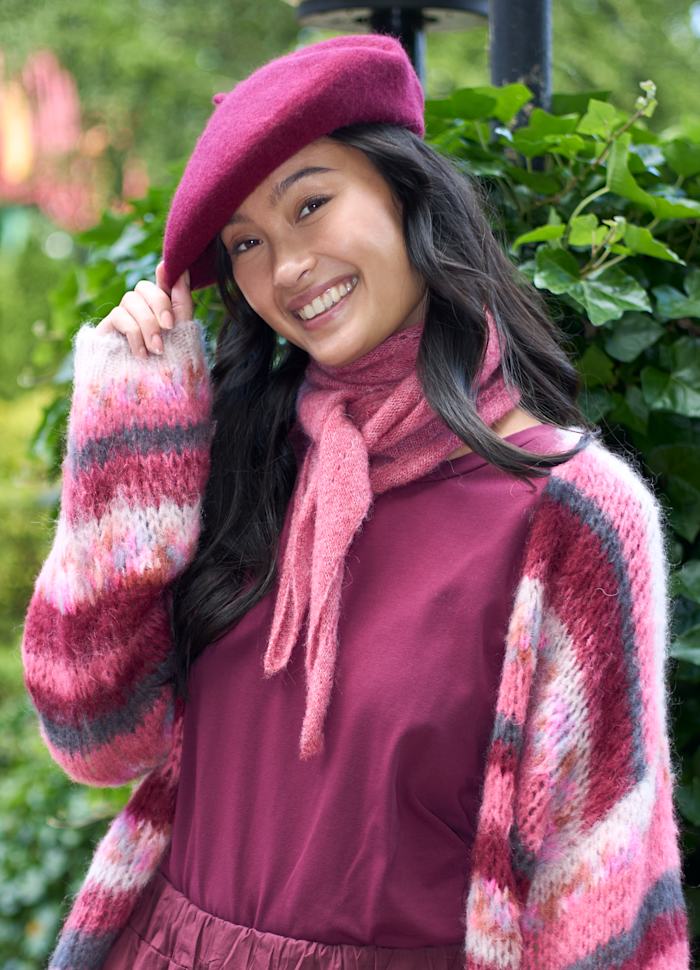 Dell strikket mini skjerf - berry - Many Colors