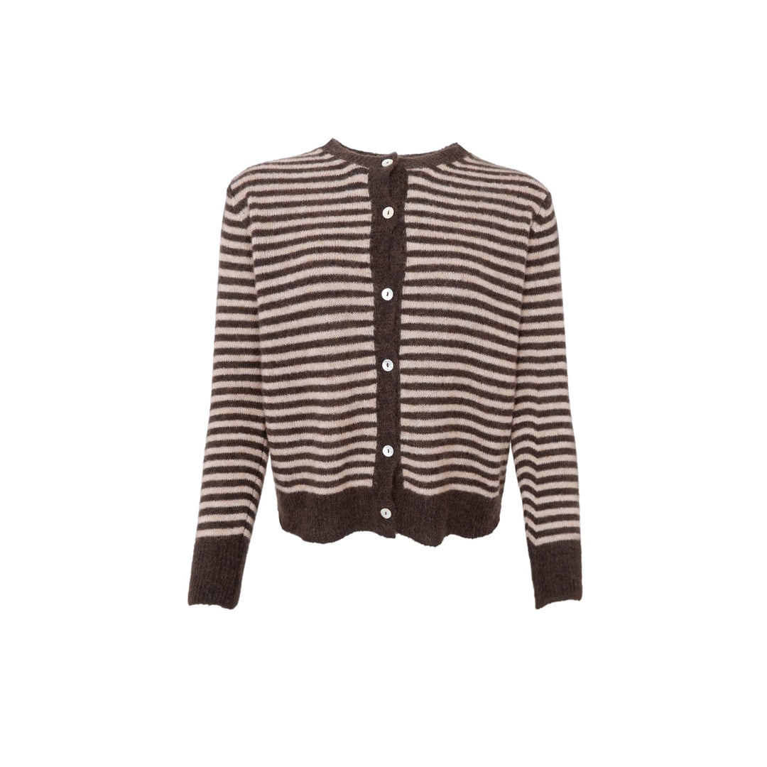 Dell stripete strikket cardigan - coffee - Many Colors