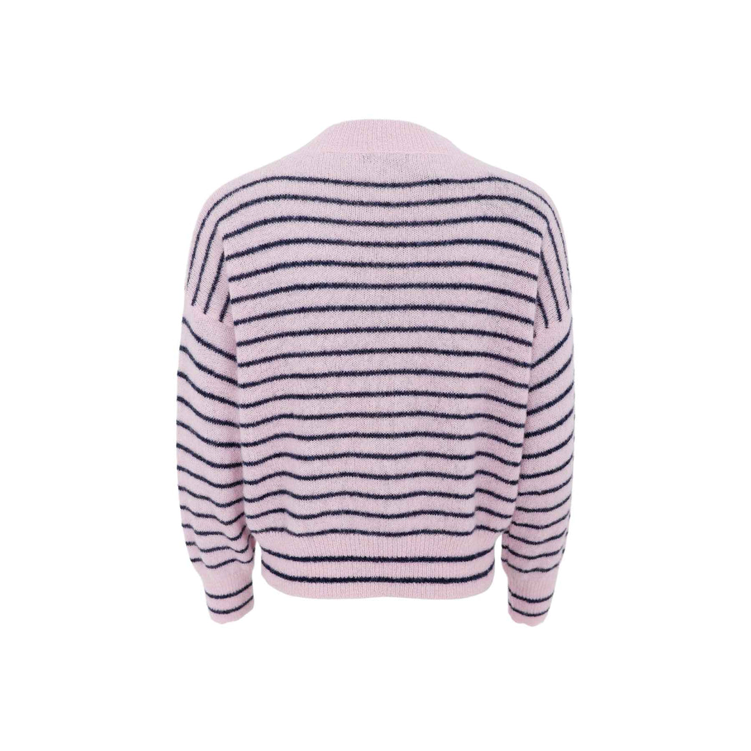Dell stripete v - hals genser - rosa/blå - Many Colors