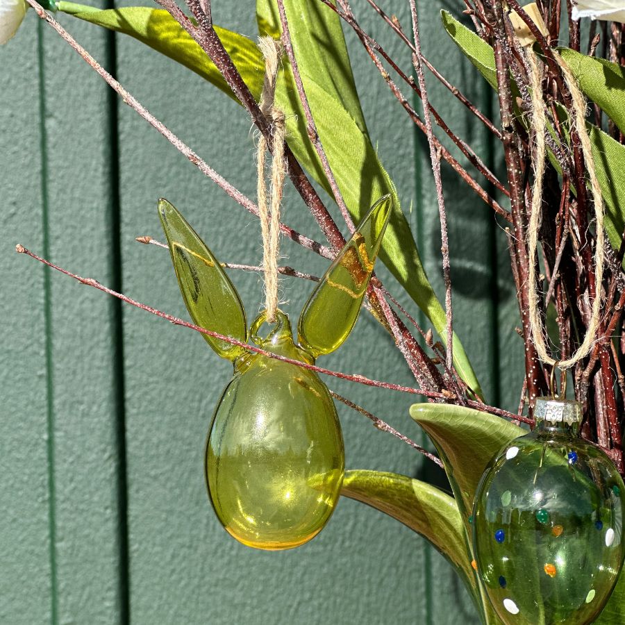 Hengende hare egg - 5 ass - glass