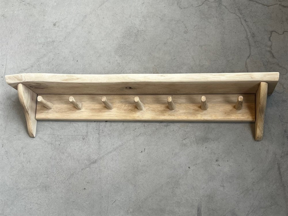 Eik hylle med knagger - L 80 cm - 80x15x17cmh - Many Colors