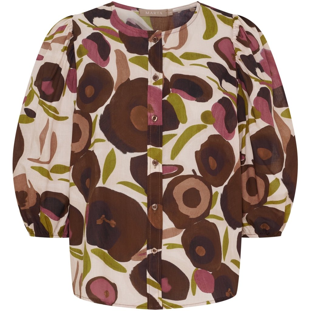 Evelina skjorte - brun print - Many Colors