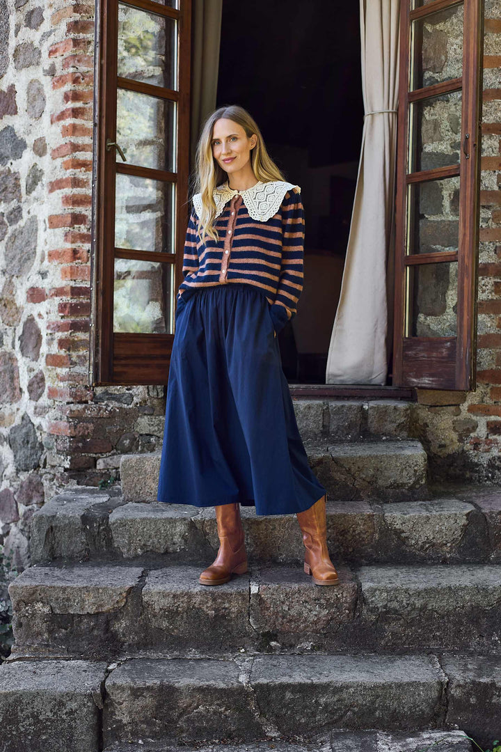 Dell puff cardigan - navy