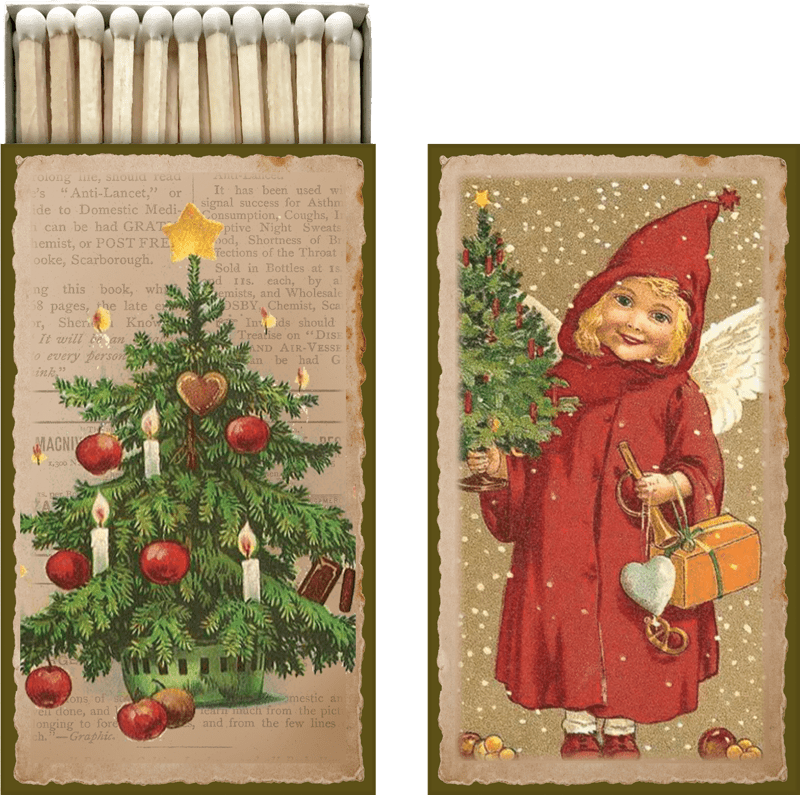 Fyrstikker - 6x11 cm / Julkollage - gran/engel - Many Colors