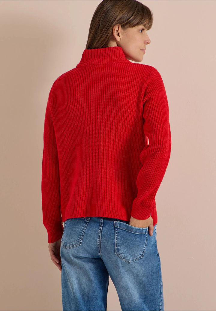 Genser med glidelås detaljer - flame red - Many Colors
