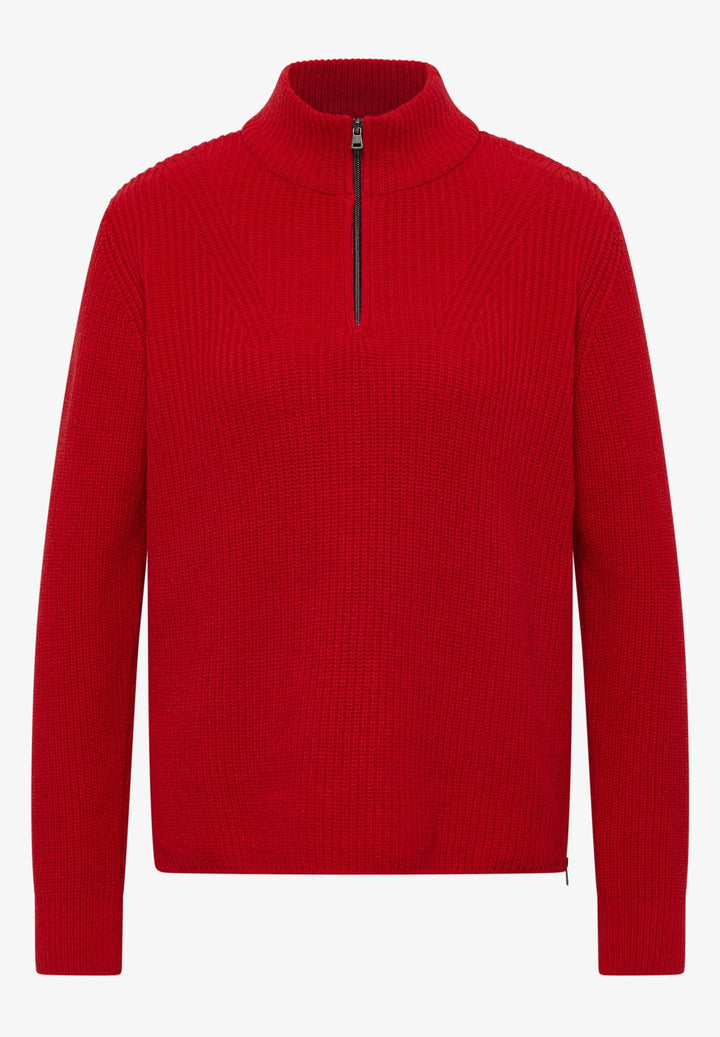 Genser med glidelås detaljer - flame red - Many Colors