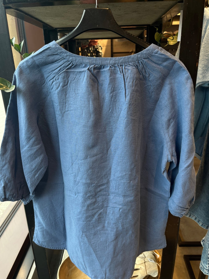 Holmen topp i 100% lin - denim - Makeløs - Many Colors
