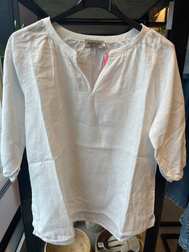 Holmen topp i 100% lin - hvit - Makeløs - Many Colors